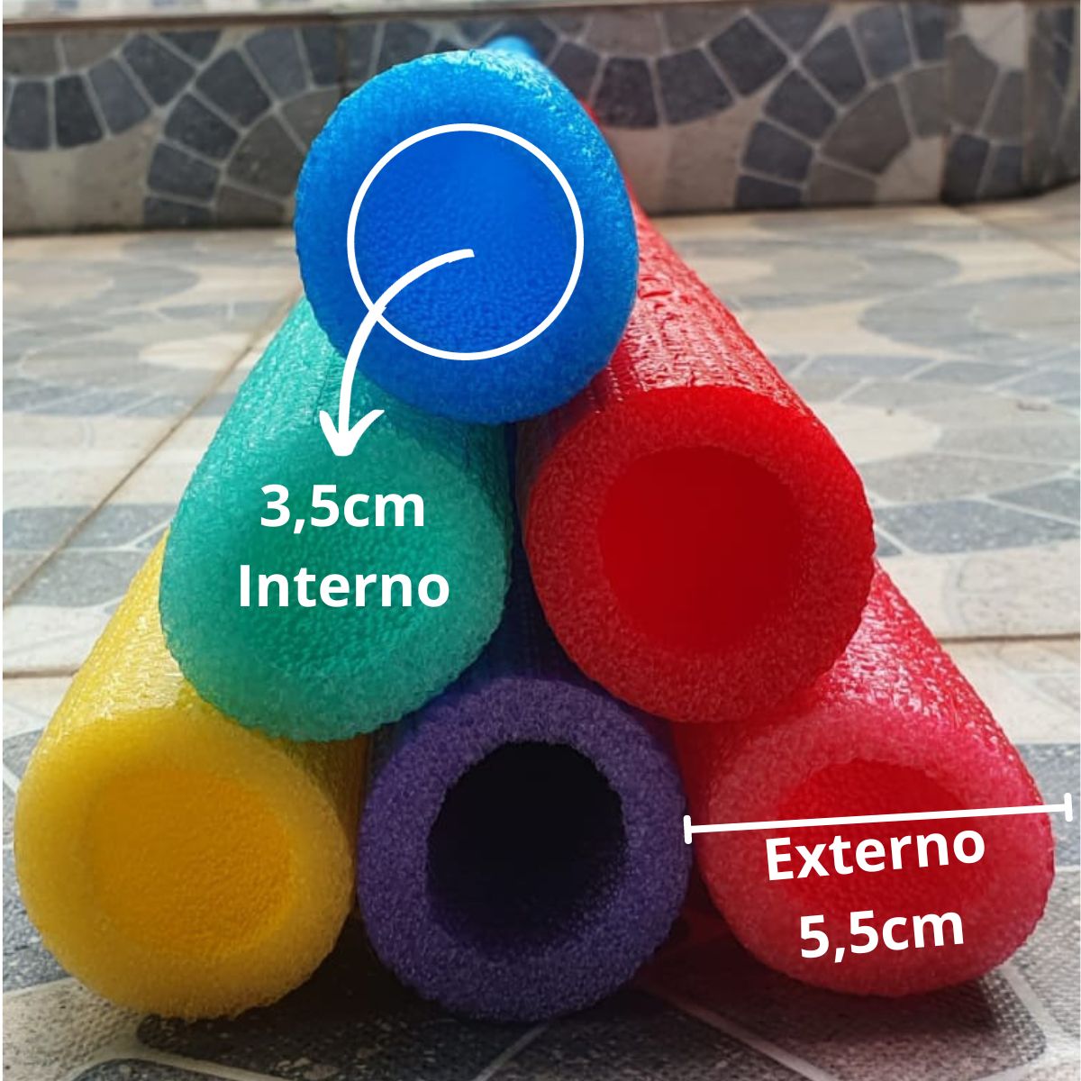 Medidas do isotubo: 3,5cm interno e 5,5cm externo
